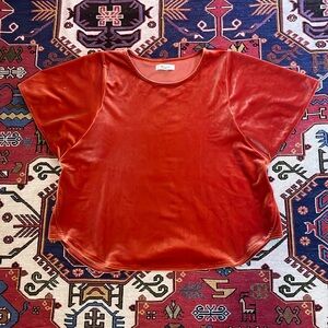 Madewell Velvet Butterfly Top - Dark Cinnabar - size S